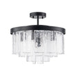 Load image into Gallery viewer, LightFixturesUSA - (OpenBox) Tiered Hammered Water Glass Round Semi Flush Mount - Ceiling Light - Black -