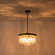 Load image into Gallery viewer, LightFixturesUSA - (OpenBox) Tiered Hammered Water Glass Round Semi Flush Mount - Ceiling Light - Black -
