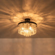 Load image into Gallery viewer, LightFixturesUSA - (OpenBox) Tiered Hammered Water Glass Round Semi Flush Mount - Ceiling Light - Black -