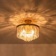 Load image into Gallery viewer, LightFixturesUSA - (OpenBox) Tiered Hammered Water Glass Round Semi Flush Mount - Ceiling Light - Black -