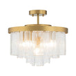 Load image into Gallery viewer, LightFixturesUSA - (OpenBox) Tiered Hammered Water Glass Round Semi Flush Mount - Ceiling Light - Black -