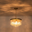Load image into Gallery viewer, LightFixturesUSA - (OpenBox) Tiered Hammered Water Glass Round Semi Flush Mount - Ceiling Light - Black -