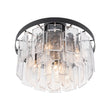 Load image into Gallery viewer, LightFixturesUSA - (OpenBox) Tiered Hammered Water Glass Round Semi Flush Mount - Ceiling Light - Black -