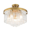 Load image into Gallery viewer, LightFixturesUSA - (OpenBox) Tiered Hammered Water Glass Round Semi Flush Mount - Ceiling Light - Black -