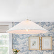 Load image into Gallery viewer, LightFixturesUSA - Oversized Pleated White Linen Shallow Cone Pendant Light - Ceiling Light - 25 in. -