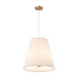 Load image into Gallery viewer, LightFixturesUSA - Pleated White Linen Conical Drum Cage Pendant Light - Ceiling Light - 17.7 in -