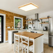 Load image into Gallery viewer, LightFixturesUSA - Rectangle Wood Dimmable LED Flush Mount Light - Ceiling Light - Wooden -