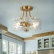 Load image into Gallery viewer, LightFixturesUSA - Round Drum Hammered Glass Semi Flush Mount - Ceiling Light - Brass -