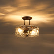 Load image into Gallery viewer, LightFixturesUSA - Round Drum Hammered Glass Semi Flush Mount - Ceiling Light - Oil - Rubbed Bronze (Exclusive Offer) -