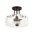 Load image into Gallery viewer, LightFixturesUSA - Round Drum Hammered Glass Semi Flush Mount - Ceiling Light - Oil - Rubbed Bronze (Exclusive Offer) -