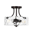 Load image into Gallery viewer, LightFixturesUSA - Round Drum Hammered Glass Semi Flush Mount - Ceiling Light - Oil - Rubbed Bronze (Exclusive Offer) -