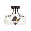 Load image into Gallery viewer, LightFixturesUSA - Round Drum Hammered Glass Semi Flush Mount - Ceiling Light - Oil - Rubbed Bronze (Exclusive Offer) -