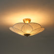 Load image into Gallery viewer, LightFixturesUSA - Round Pleated Flower White Fabric Semi Flush Mount - Ceiling Light - 19.5 in -