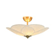 Load image into Gallery viewer, LightFixturesUSA - Round Pleated Flower White Fabric Semi Flush Mount - Ceiling Light - 19.5 in -
