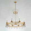 Load image into Gallery viewer, LightFixturesUSA - Royal Brass Crown Candle Style Crystal Drops Round Chandelier - Chandelier - Brass -