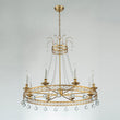 Load image into Gallery viewer, LightFixturesUSA - Royal Brass Crown Candle Style Crystal Drops Round Chandelier - Chandelier - Brass -