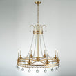 Load image into Gallery viewer, LightFixturesUSA - Royal Brass Crown Candle Style Crystal Drops Round Chandelier - Chandelier - Brass -