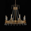 Load image into Gallery viewer, LightFixturesUSA - Royal Brass Crown Candle Style Crystal Drops Round Chandelier - Chandelier - Brass -
