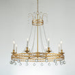 Load image into Gallery viewer, LightFixturesUSA - Royal Brass Crown Candle Style Crystal Drops Round Chandelier - Chandelier - Brass -