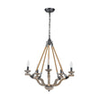 Load image into Gallery viewer, LightFixturesUSA - Rustic Hemp Rope Wooden Round Candle Chandelier - Chandelier - Distressed -