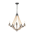 Load image into Gallery viewer, LightFixturesUSA - Rustic Hemp Rope Wooden Round Candle Chandelier - Chandelier - Distressed -