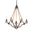 Load image into Gallery viewer, LightFixturesUSA - Rustic Hemp Rope Wooden Round Candle Chandelier - Chandelier - Distressed -