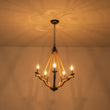 Load image into Gallery viewer, LightFixturesUSA - Rustic Hemp Rope Wooden Round Candle Chandelier - Chandelier - Distressed -