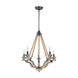 Load image into Gallery viewer, LightFixturesUSA - Rustic Hemp Rope Wooden Round Candle Chandelier - Chandelier - Distressed -