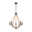 Load image into Gallery viewer, LightFixturesUSA - Rustic Hemp Rope Wooden Round Candle Chandelier - Chandelier - Distressed -