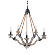 Load image into Gallery viewer, LightFixturesUSA - Rustic Hemp Rope Wooden Round Candle Chandelier - Chandelier - Distressed -