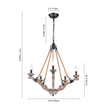 Load image into Gallery viewer, LightFixturesUSA - Rustic Hemp Rope Wooden Round Candle Chandelier - Chandelier - Distressed -