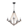 Load image into Gallery viewer, LightFixturesUSA - Rustic Hemp Rope Wooden Round Candle Chandelier - Chandelier - Distressed -