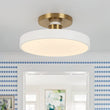 Load image into Gallery viewer, LightFixturesUSA - Scandinavian Brass White Round Dimmable LED Semi Flush Light - Ceiling Light - White -