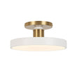 Load image into Gallery viewer, LightFixturesUSA - Scandinavian Brass White Round Dimmable LED Semi Flush Light - Ceiling Light - White -