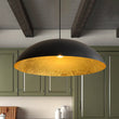 Load image into Gallery viewer, LightFixturesUSA - Scandinavian Retro Oversized Black Gold Flat Dome Metal Pendant - Chandelier - Black+Gold -