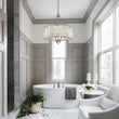 Load image into Gallery viewer, LightFixturesUSA - Shabby Chic Antique Silver Crystal Cage Pendant Light - Chandelier - 21.7 in. -
