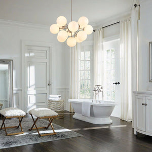 LightFixturesUSA - Shine Lustre Opal Glass Bubble Sputnik Semi Flush Chandelier - Chandelier - Brass -