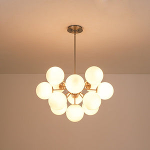 LightFixturesUSA - Shine Lustre Opal Glass Bubble Sputnik Semi Flush Chandelier - Chandelier - Brass -