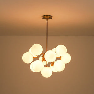 LightFixturesUSA - Shine Lustre Opal Glass Bubble Sputnik Semi Flush Chandelier - Chandelier - Brass -