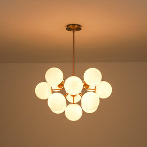 LightFixturesUSA - Shine Lustre Opal Glass Bubble Sputnik Semi Flush Chandelier - Chandelier - Brass -