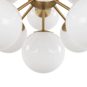 LightFixturesUSA - Shine Lustre Opal Glass Bubble Sputnik Semi Flush Chandelier - Chandelier - Brass -