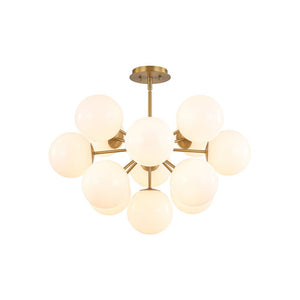 LightFixturesUSA - Shine Lustre Opal Glass Bubble Sputnik Semi Flush Chandelier - Chandelier - Brass -