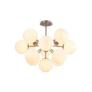 LightFixturesUSA - Shine Lustre Opal Glass Bubble Sputnik Semi Flush Chandelier - Chandelier - Brass -