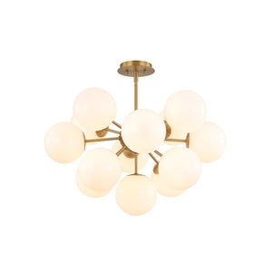 LightFixturesUSA - Shine Lustre Opal Glass Bubble Sputnik Semi Flush Chandelier - Chandelier - Brass -