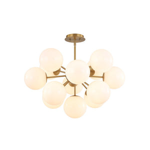 LightFixturesUSA - Shine Lustre Opal Glass Bubble Sputnik Semi Flush Chandelier - Chandelier - Brass -