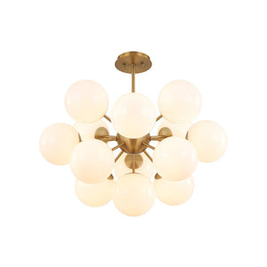 LightFixturesUSA - Shine Lustre Opal Glass Bubble Sputnik Semi Flush Chandelier - Chandelier - Brass -