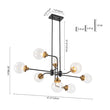 Load image into Gallery viewer, LightFixturesUSA - Soda Pop 8 - Light Seeded Glass Bubble Sputnik Linear Chandelier - Chandelier - Black + Brass -