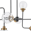 Load image into Gallery viewer, LightFixturesUSA - Soda Pop 8 - Light Seeded Glass Bubble Sputnik Linear Chandelier - Chandelier - Black + Brass -