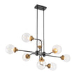 Load image into Gallery viewer, LightFixturesUSA - Soda Pop 8 - Light Seeded Glass Bubble Sputnik Linear Chandelier - Chandelier - Black + Brass -
