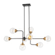 Load image into Gallery viewer, LightFixturesUSA - Soda Pop 8 - Light Seeded Glass Bubble Sputnik Linear Chandelier - Chandelier - Black + Brass -